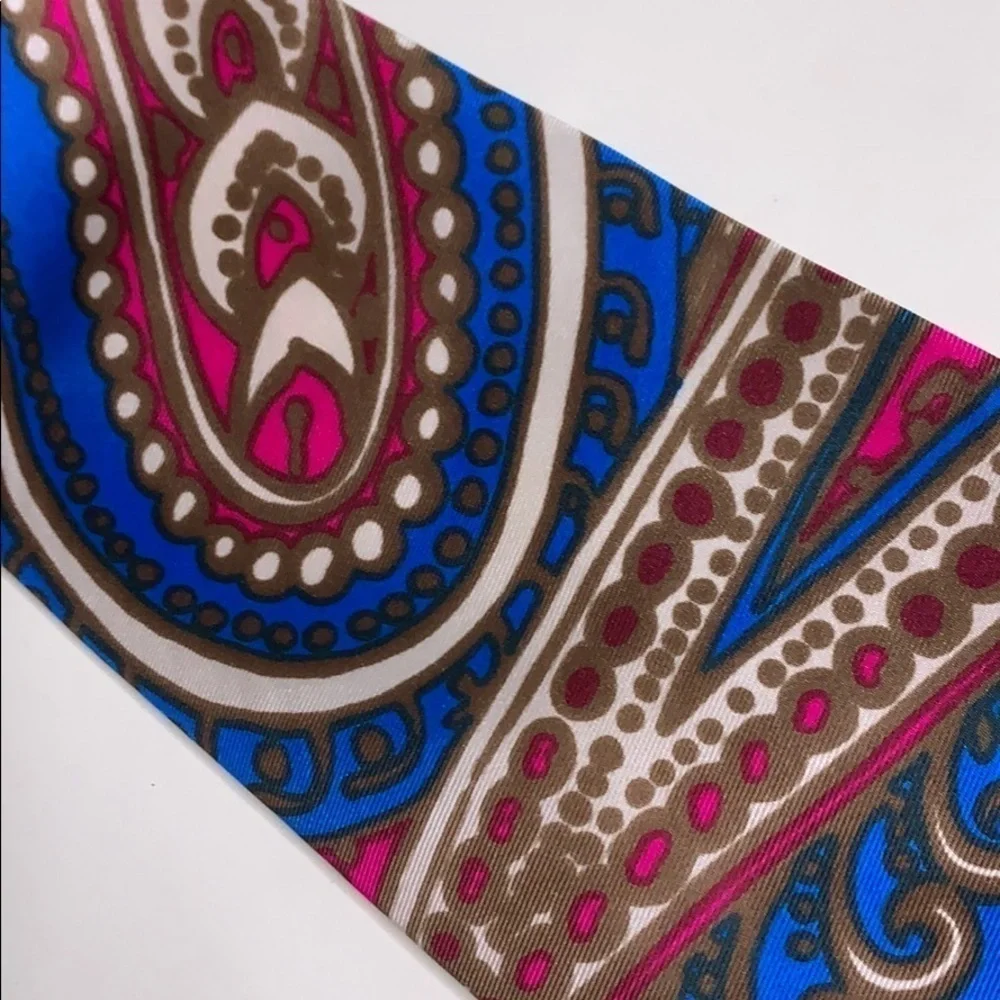 Vintage Silk Paisley Gold Pink Blue Bold Regal Men’s tie bold statement piece